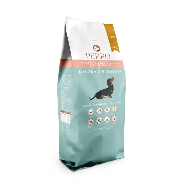 Sucha karma Perro dla psów małych ras o smaku kaczki z batatmi 3kg