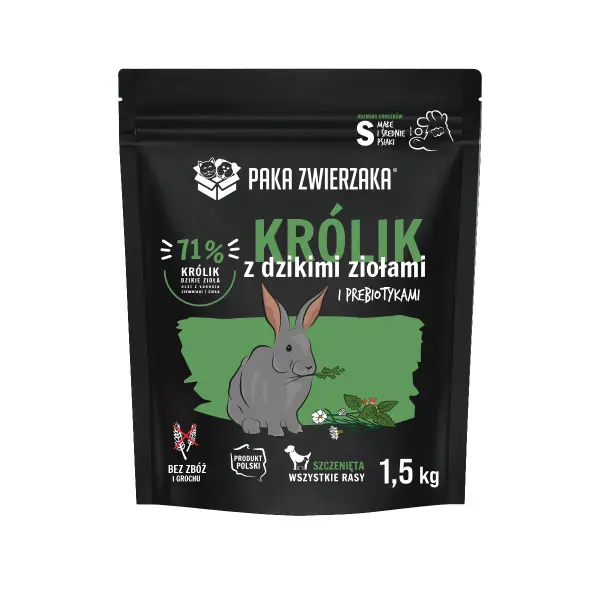 Karma dla Szczeniąt - królik z dzikimi ziołami 1,5kg Paka Zwierzaka
