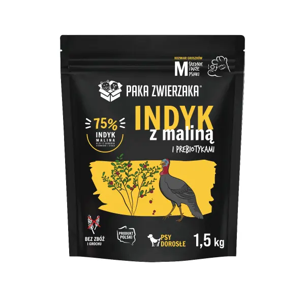 Karma sucha - Indyk z maliną 1,5kg Paka Zwierzaka