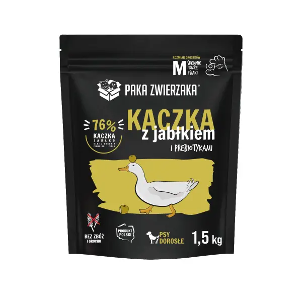 Karma sucha dla Psa - Kaczka z jabłkiem 1,5kg Paka Zwierzaka