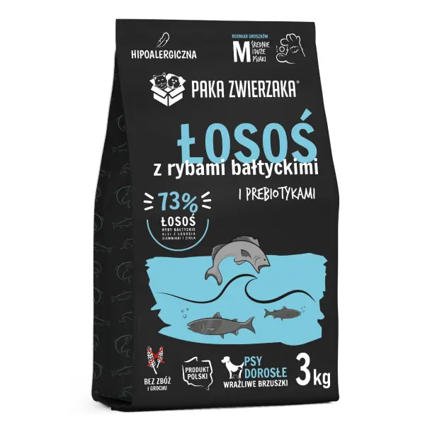 Sucha karma łosoś z rybami bałtyckimi dla Psa 3kg Paka Zwierzaka