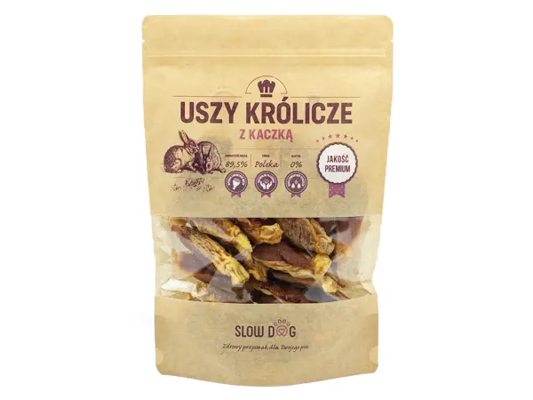Uszy królicze Slow Dog, w papierowej torebce z zamknięciem strunowym 250g