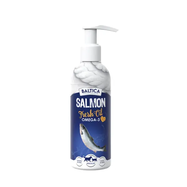 Olej z łososia omega 3 Baltica 200 ml w butelce z pompką
