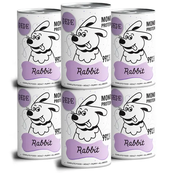 Karma mokra PEPE zestaw 6 puszek, smak królik