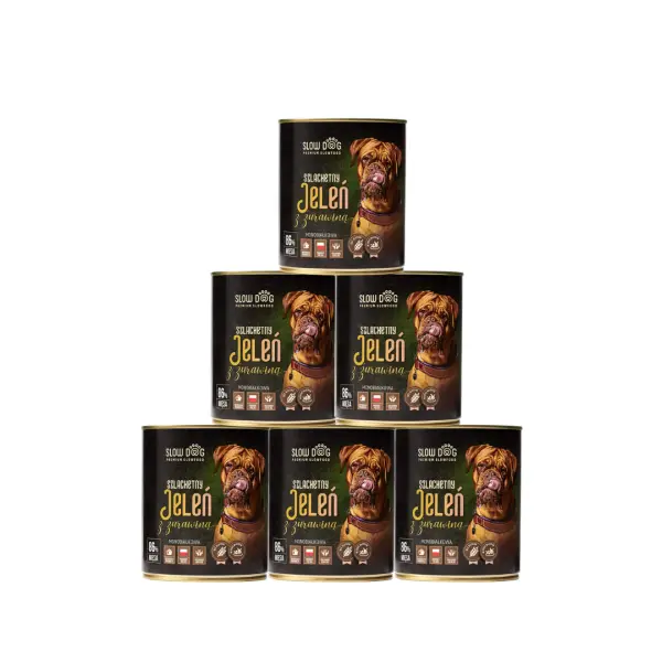 Karma mokra Szlachetny Jeleń 6x850g, puszki, Slow Dog